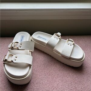 Steve Madden Women's White Double-Buckle Sandals